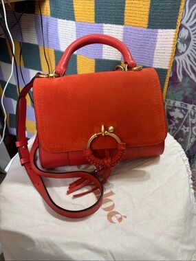 SEE BY CHLOE Joan Shoulder Bag Vibrant Orange Red